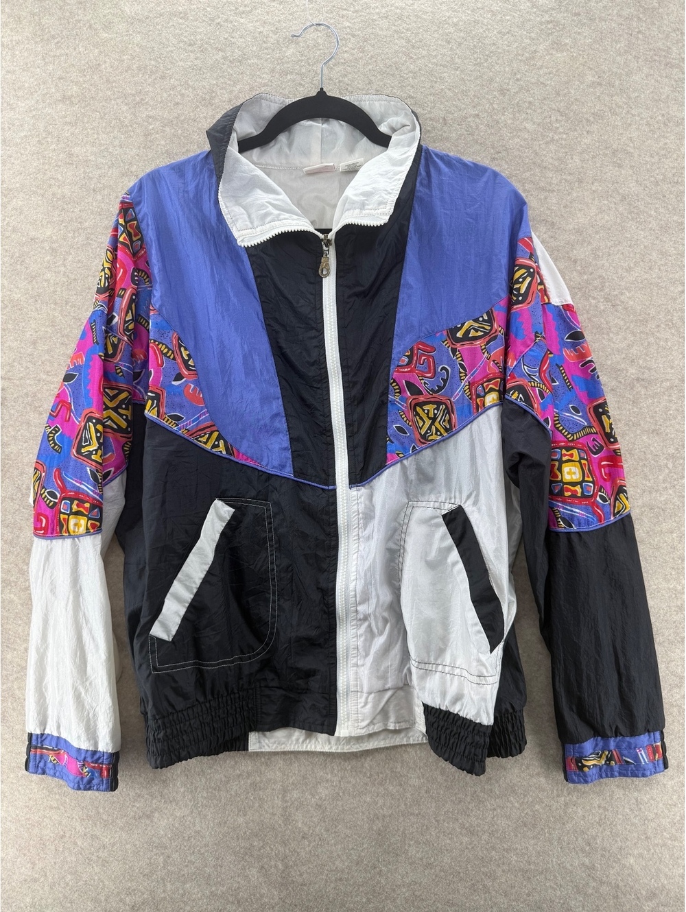 Vintage Athletic Works Colorblock Windbreaker 90s Abstract Print Women’s Medium